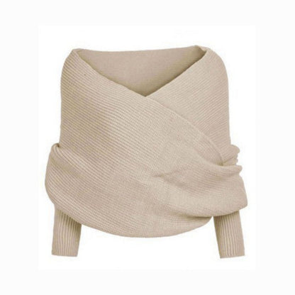 Einfarbiger gestrickter Pulloverschal mit Ärmeln für Frauen