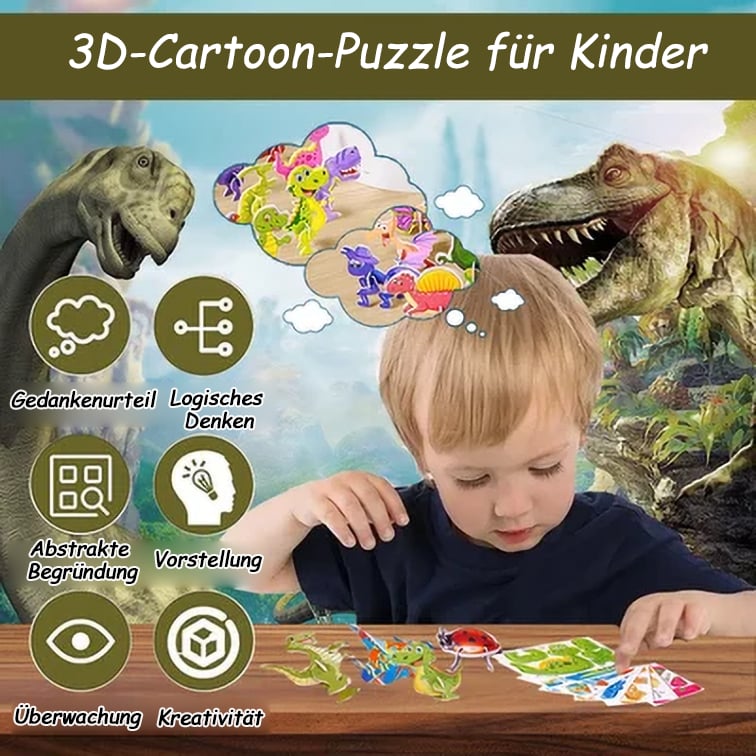 🧩 JULETILBUD 50 % RABATT! ✨ Pedagogisk 3D-tegneseriepuslespill - 57 brikker med sterke farger for kreativ læring hos barn 🎨👧