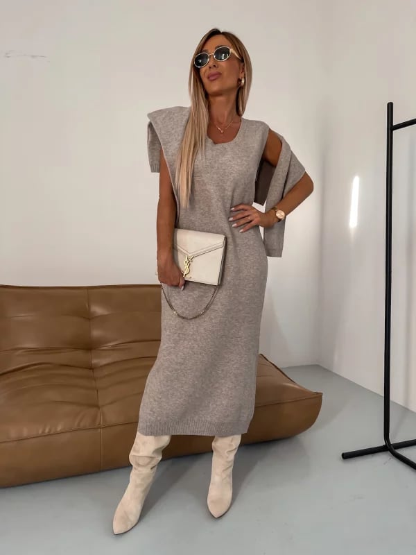 💕Heißer Verkauf  50% Rabatt💕Midikleid und Rollkragenpullover im Set