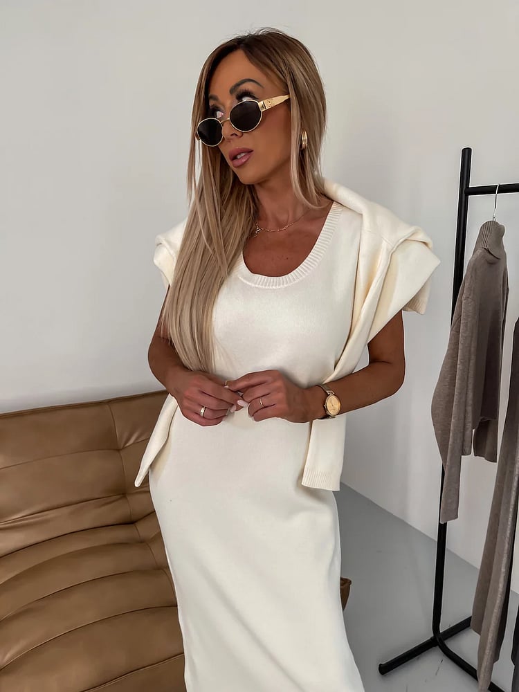 💕Heißer Verkauf  50% Rabatt💕Midikleid und Rollkragenpullover im Set