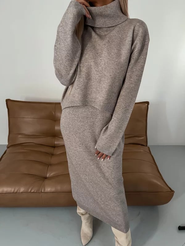 💕Heißer Verkauf  50% Rabatt💕Midikleid und Rollkragenpullover im Set