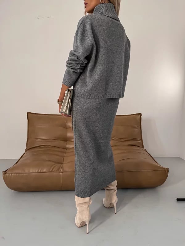 💕Heißer Verkauf  50% Rabatt💕Midikleid und Rollkragenpullover im Set