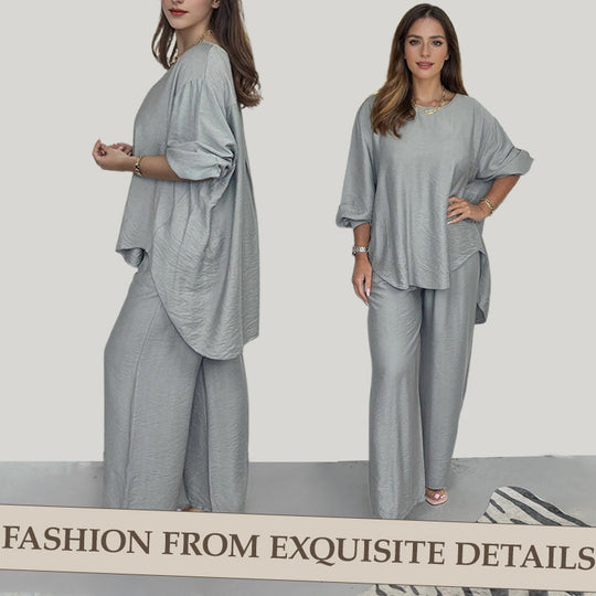 💞Langärmelige Hosen mit hoher Taille und weitem Bein für Frauen Anzug