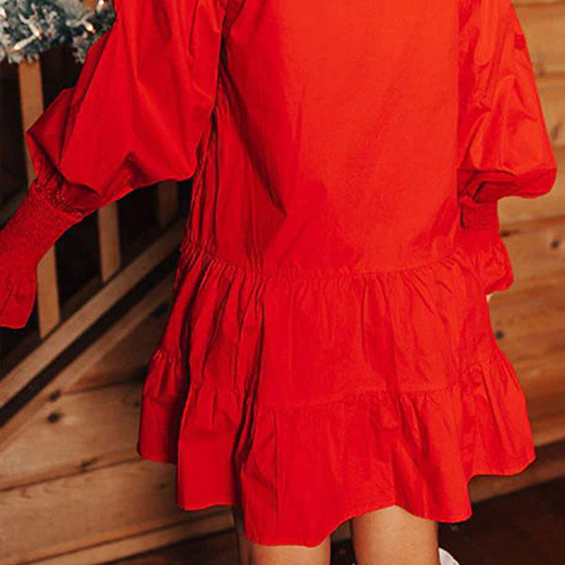 Mini vestido de manga larga con lentejuelas de cascanueces y un tapón de botón