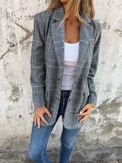 ⏰50% Rabatt🥰Saisonangebot zum Super-Sonderpreis🥰Lässiger karierter Blazer mit Revers