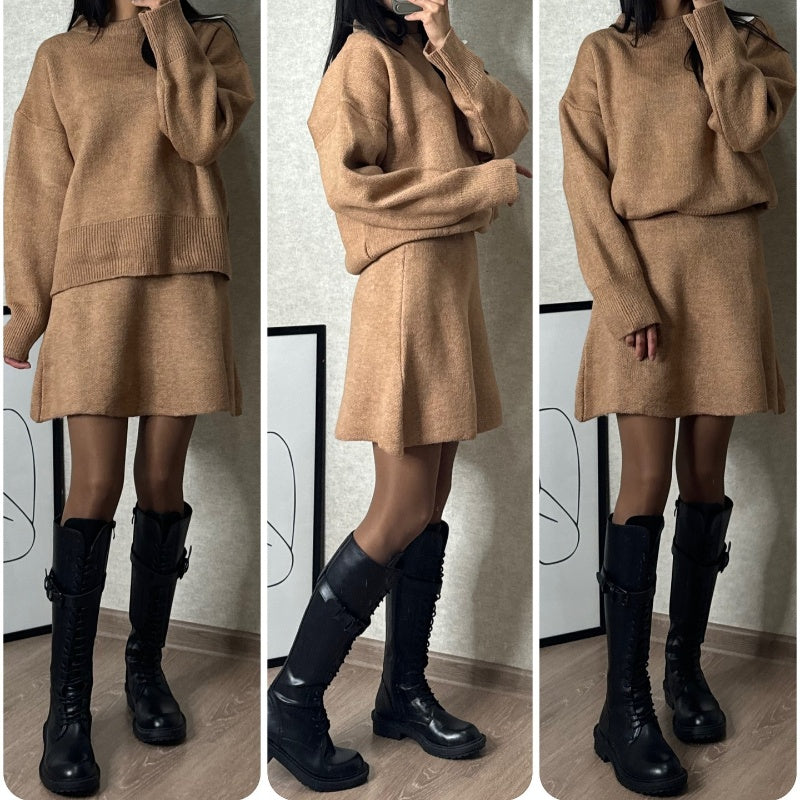 2-teiliges Strickset für Damen: Langärmeliges Oberteil &amp; Minirock