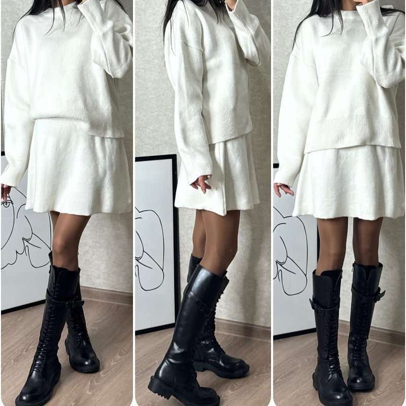 2-teiliges Strickset für Damen: Langärmeliges Oberteil &amp; Minirock