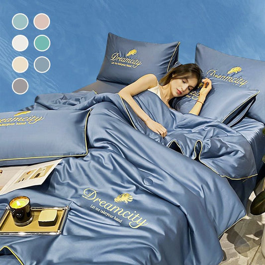 Nouvelles mises à niveau 2025✨ Linge de lit lavable et rafraîchissant 4 pièces