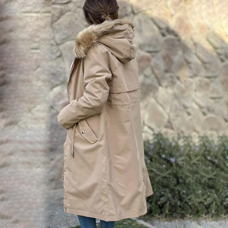 ✨Damen Winterparka mit Kapuze und warmem Fellkragen