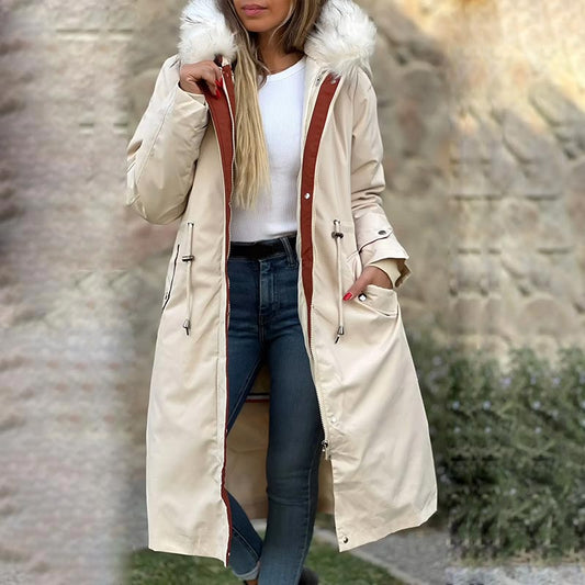 ✨Damen Winterparka mit Kapuze und warmem Fellkragen
