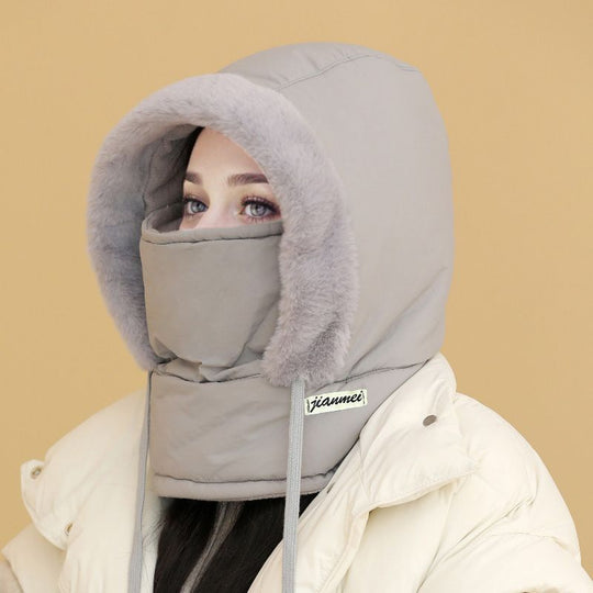 🔥🥰Verdickte Thermomütze mit Plüschfutter und Gesichtsmaske für Damen und Herren