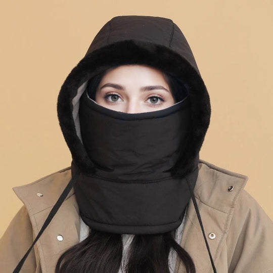 🔥🥰Verdickte Thermomütze mit Plüschfutter und Gesichtsmaske für Damen und Herren