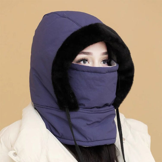 🔥🥰Verdickte Thermomütze mit Plüschfutter und Gesichtsmaske für Damen und Herren