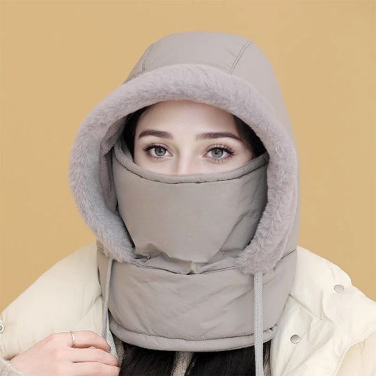 🔥🥰Verdickte Thermomütze mit Plüschfutter und Gesichtsmaske für Damen und Herren