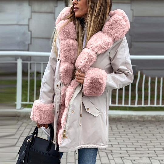 🔥Parka femme avec col en fourrure bouffante amovible