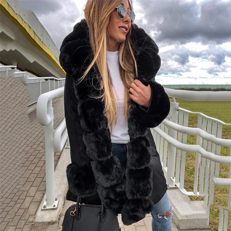 🔥Parka femme avec col en fourrure bouffante amovible