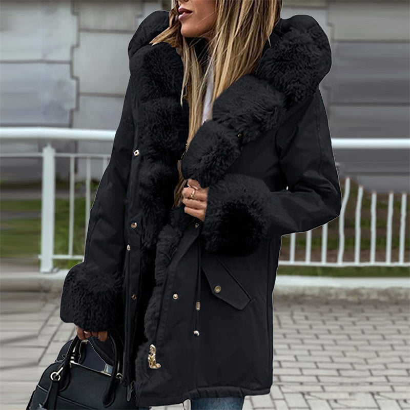 🔥Parka femme avec col en fourrure bouffante amovible