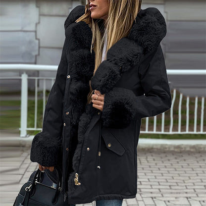 🔥Damenparka mit abnehmbarem Puffpelzkragen