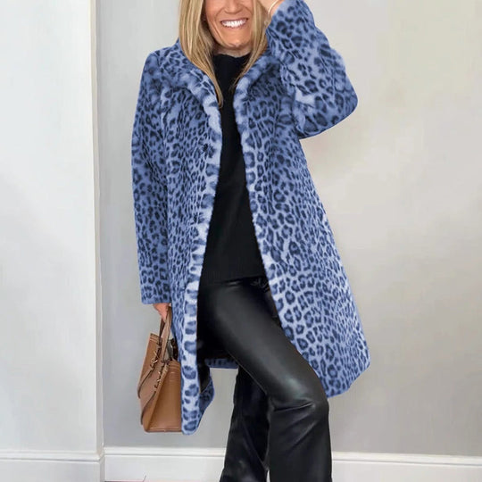 💖Damjacka med leopardmönster och mellanlång passform