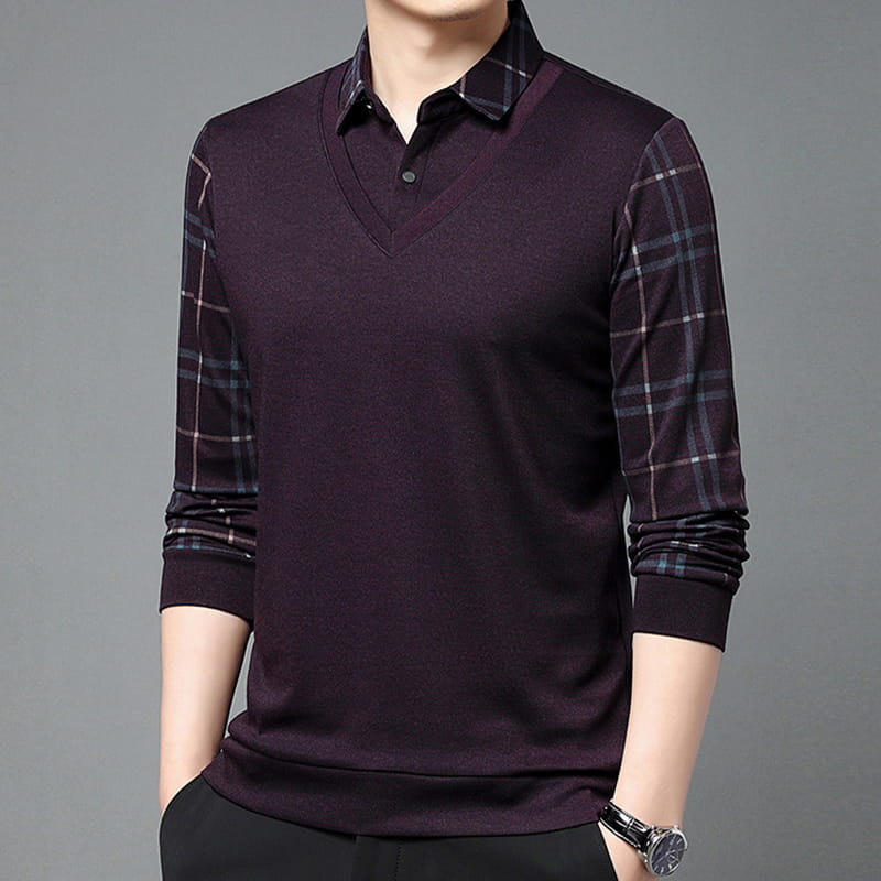 Long-sleeved layered top for men