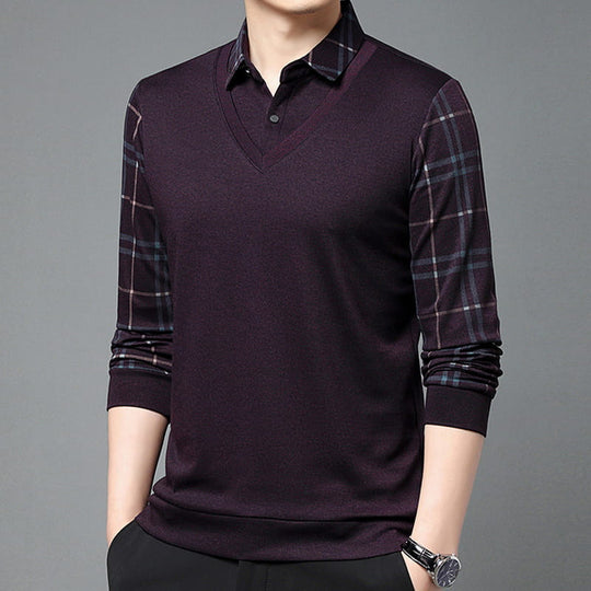 Long-sleeved layered top for men