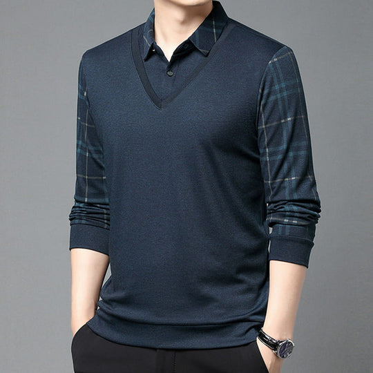 Long-sleeved layered top for men