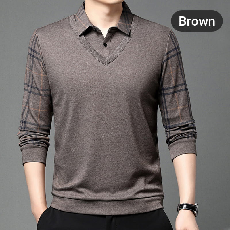 Long-sleeved layered top for men