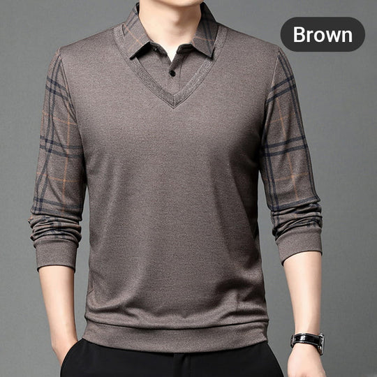 Long-sleeved layered top for men
