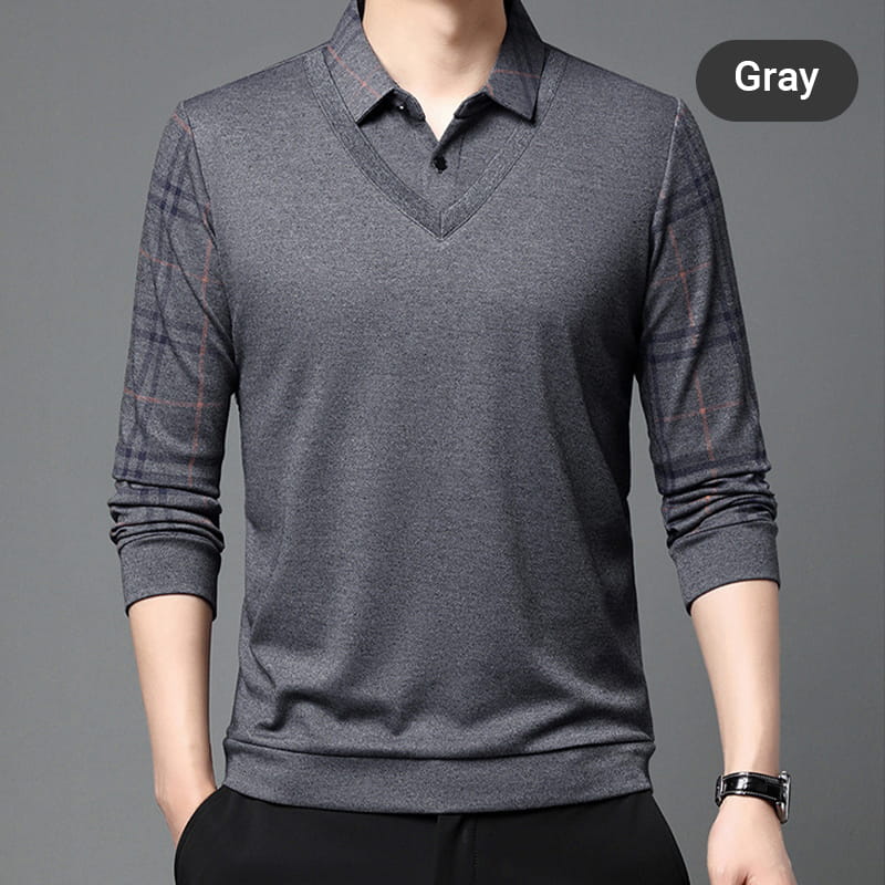 Long-sleeved layered top for men