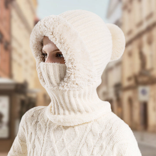 ❄️🧣Damen Winter Einteilig Gestrickte Mütze Schal Maske🎁