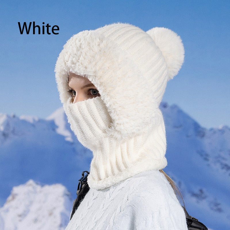 ❄️🧣Damen Winter Einteilig Gestrickte Mütze Schal Maske🎁