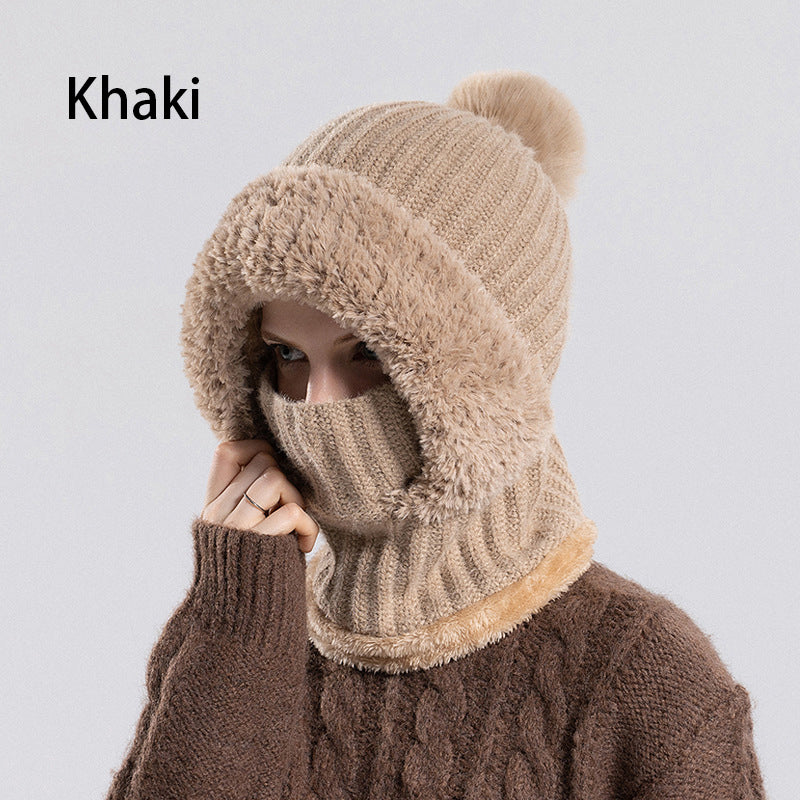 ❄️🧣Damen Winter Einteilig Gestrickte Mütze Schal Maske🎁