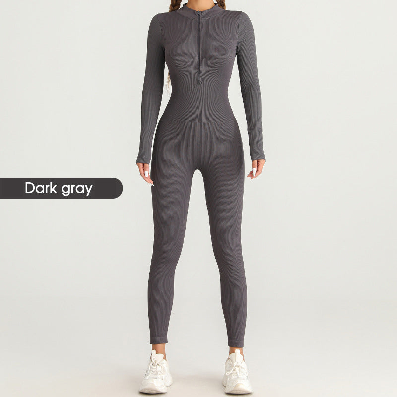 Jumpsuit med långa ärmar med dragkedja