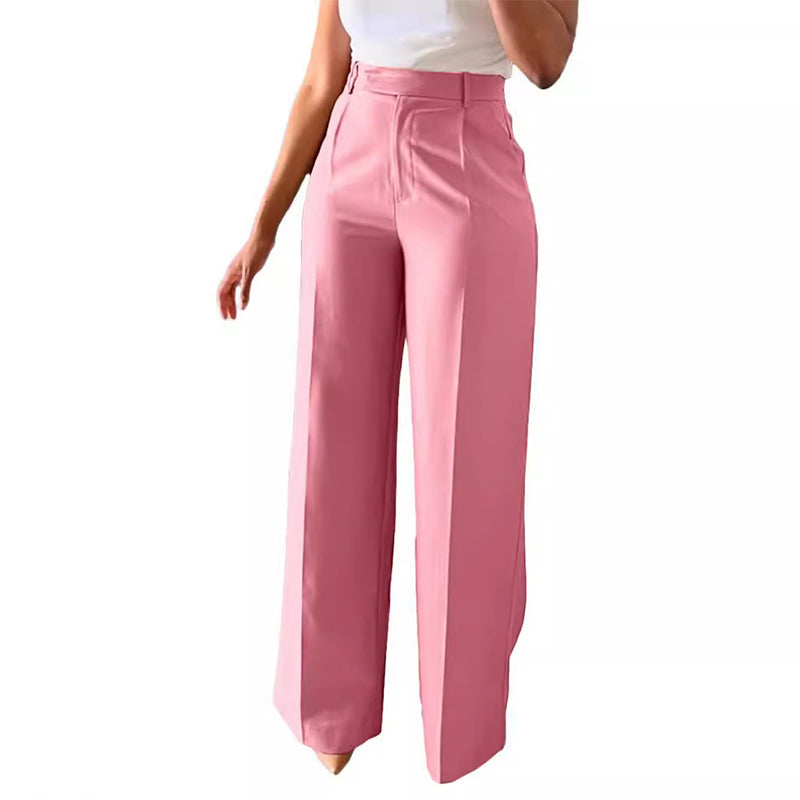 Arbeitshose mit hoher Taille, Taschen und geradem Bein