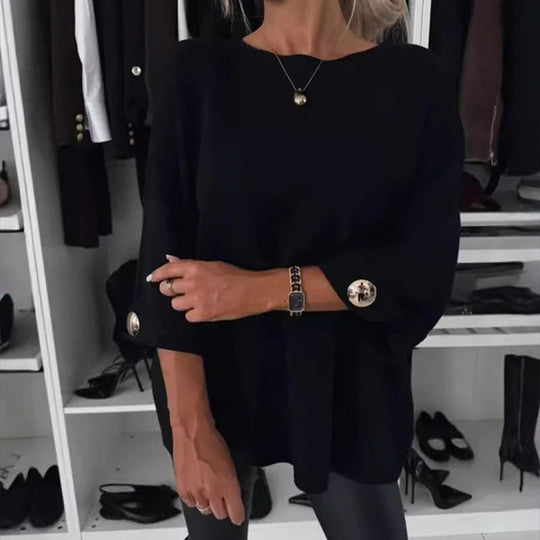 👚VARMT SALG 50% - Klassisk ensfarget strikket topp for kvinner