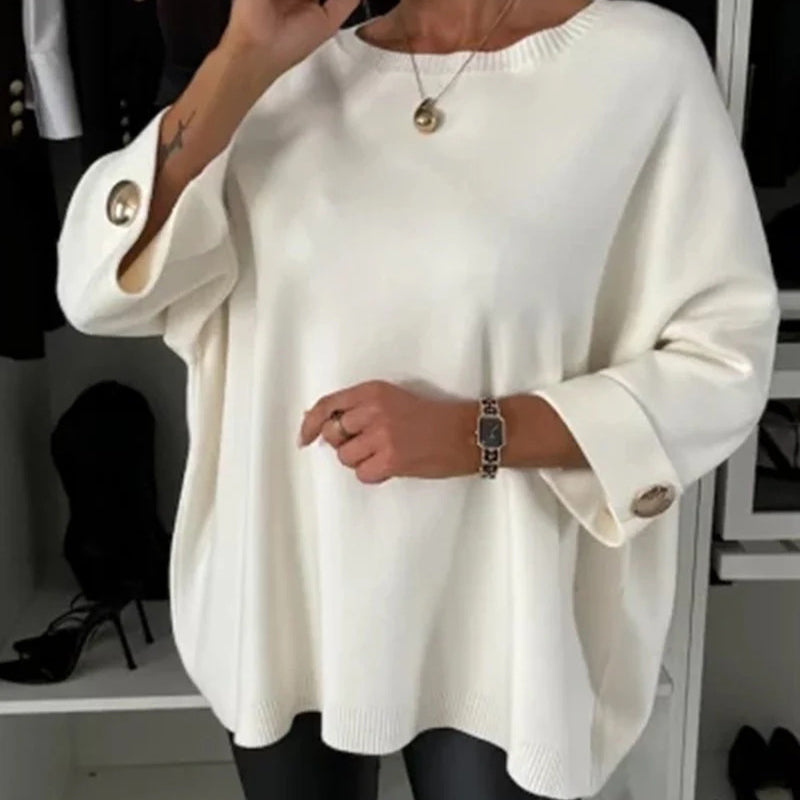 👚VARMT SALG 50% - Klassisk ensfarget strikket topp for kvinner
