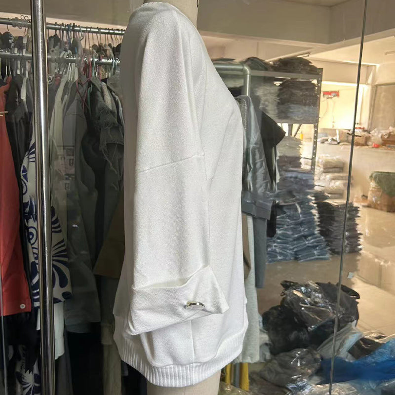 👚VARMT SALG 50% - Klassisk ensfarget strikket topp for kvinner
