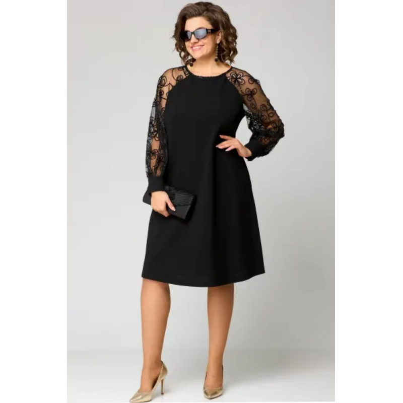 👗Díol Te - 50% de thalamh✨Gúna paiste lása le muineál cruinn agus muinchillí fada