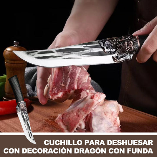 🔥HEIßER SALE 50% RABATT🔥Cuchillo para deshuesar con decoración dragón con funda