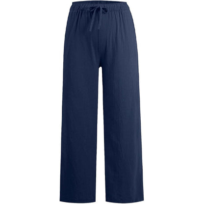 🌸Damen Sommer Baumwolle Leinen Weite Hosen😍-11