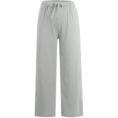 🌸Damen Sommer Baumwolle Leinen Weite Hosen😍-16