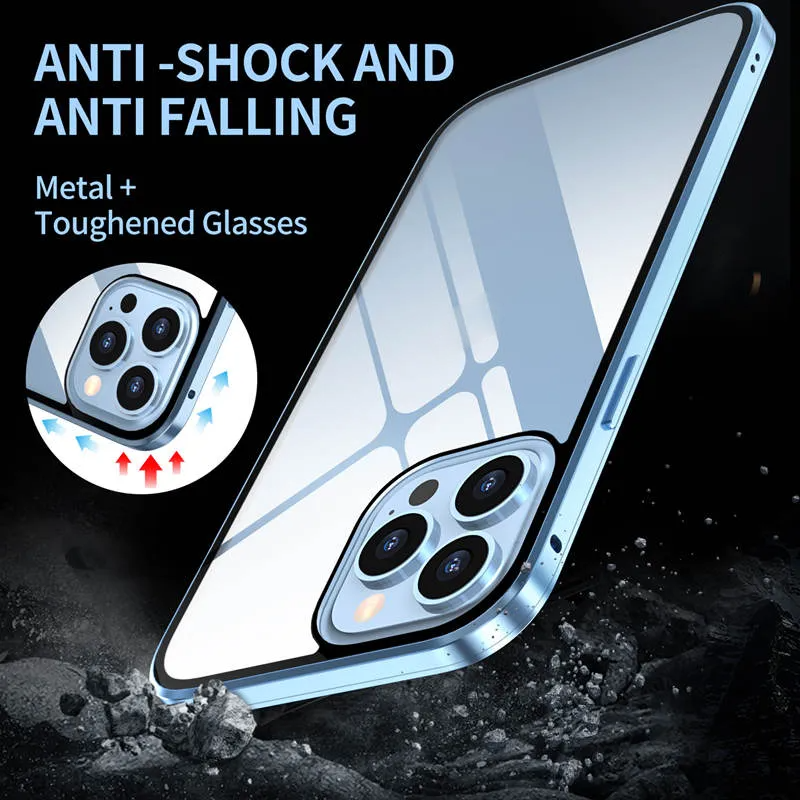 Magnetische doppelseitige Anti-Peep-Glas-Handyhülle für das iPhone
