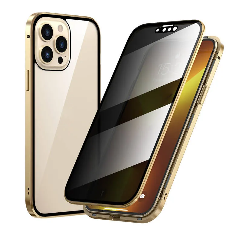 Magnetische doppelseitige Anti-Peep-Glas-Handyhülle für das iPhone