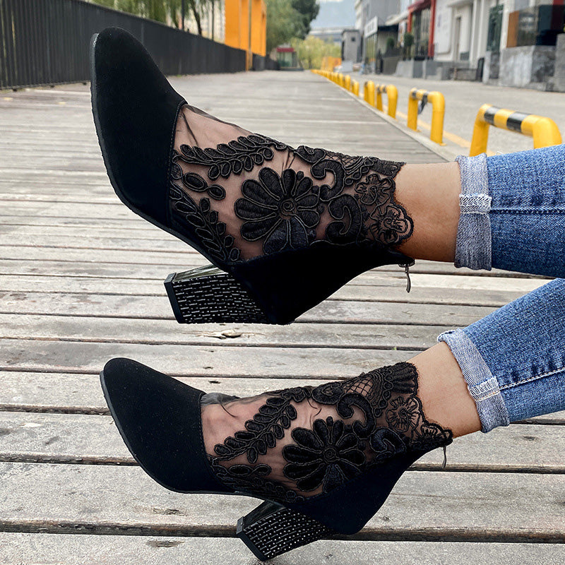 👢2025 new hot sale✨Women's high heels with elegant lace for summer