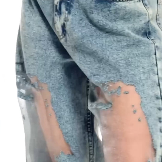 Jeans pour femmes dans un look vintage avec imprimé patchwork