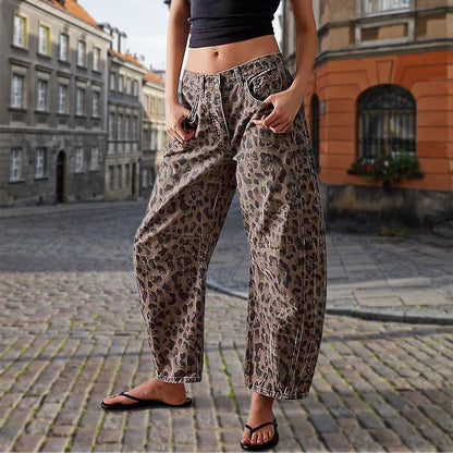 🐆Heißer Verkauf👖 Lässige, lockere Hose mit Leopardenmuster und Taschen💖