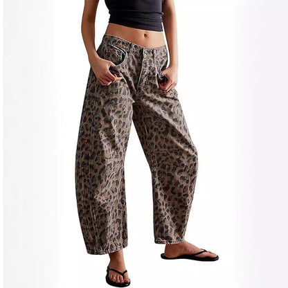 🐆Heißer Verkauf👖 Lässige, lockere Hose mit Leopardenmuster und Taschen💖