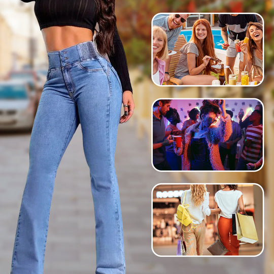 🌸🌼Frühjahrsaktion 50% RABATT - Stretch-Schlagjeans mit hoher Taille