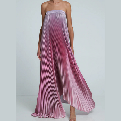 Was soll ich morgen anziehen?💕Trägerloses Abendkleid mit Farbverlauf und Plisseefalten