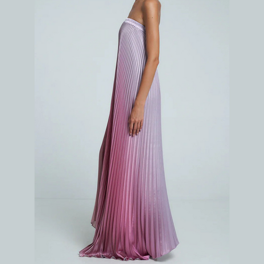 Was soll ich morgen anziehen?💕Trägerloses Abendkleid mit Farbverlauf und Plisseefalten